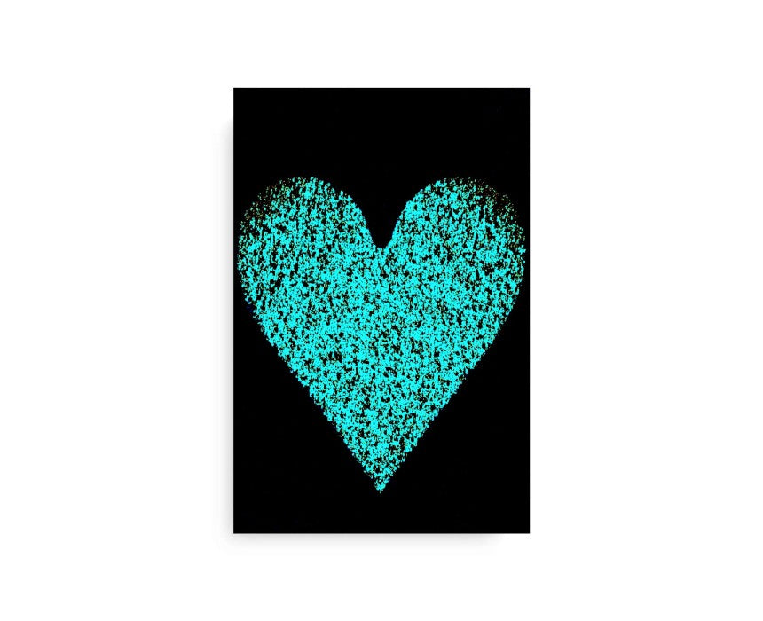 Black And Aqua Heart Canvas