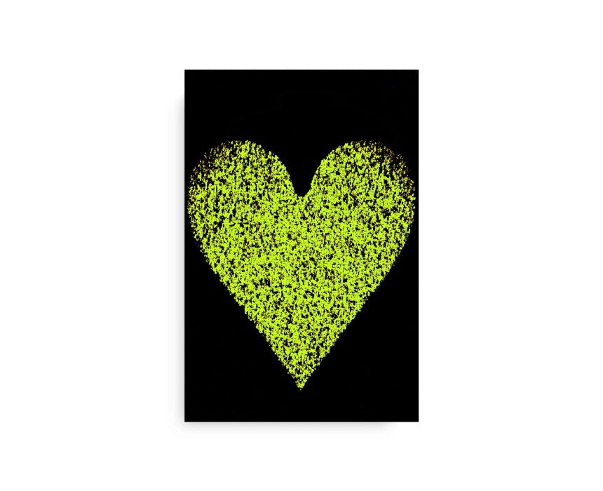 Black And Lime Heart Canvas