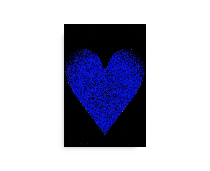 Black And Royal Blue Heart Canvas
