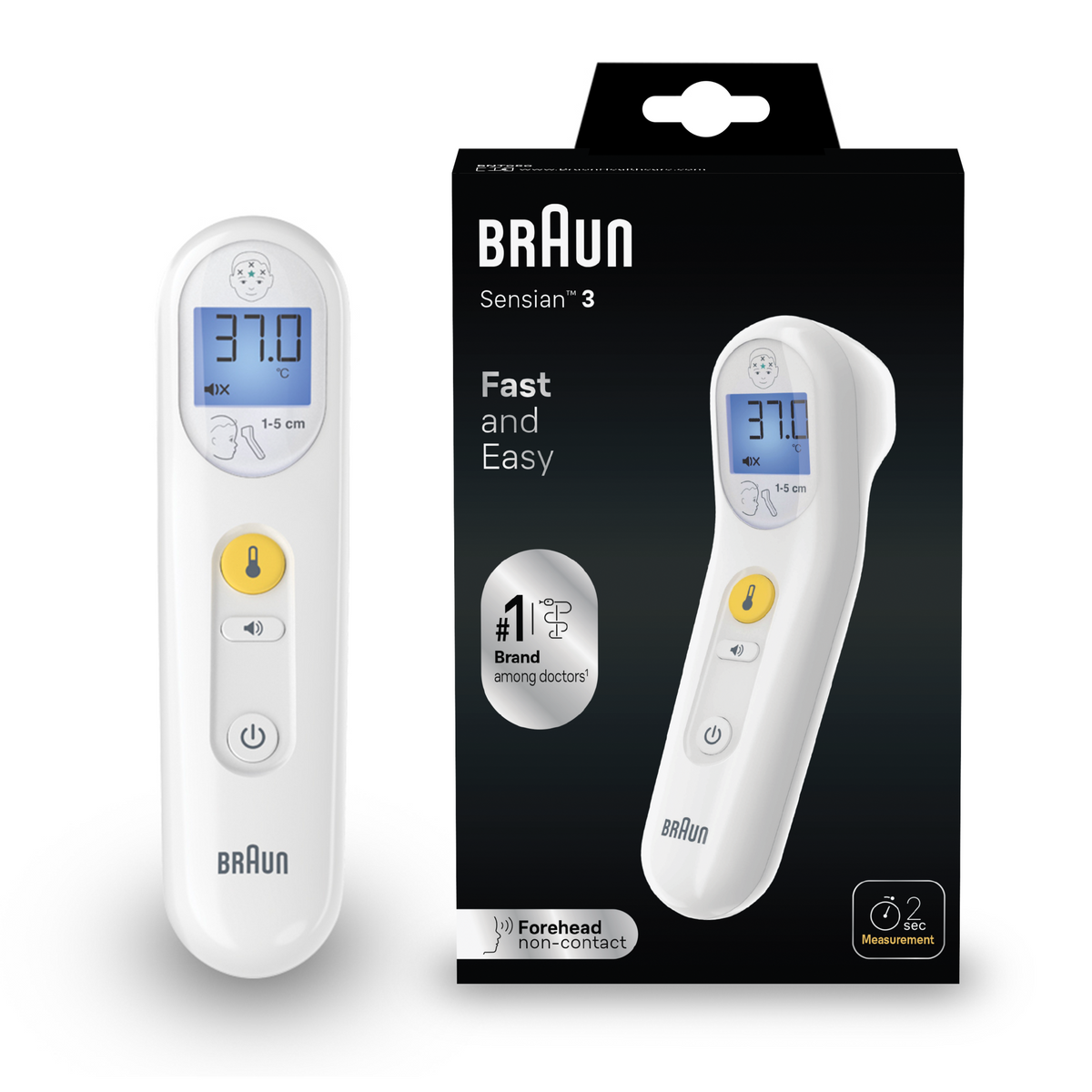 Sensian™ 3 - No Touch 3-in-1 Temperature Indicator thermometer Sensian™ 3 - No Touch 3-in-1 Temperature Indicator Sensian™ 3 - No Touch 3-in-1 Temperature Indicator Braun