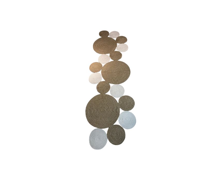 Beige and Cream Circles Jute Carpet