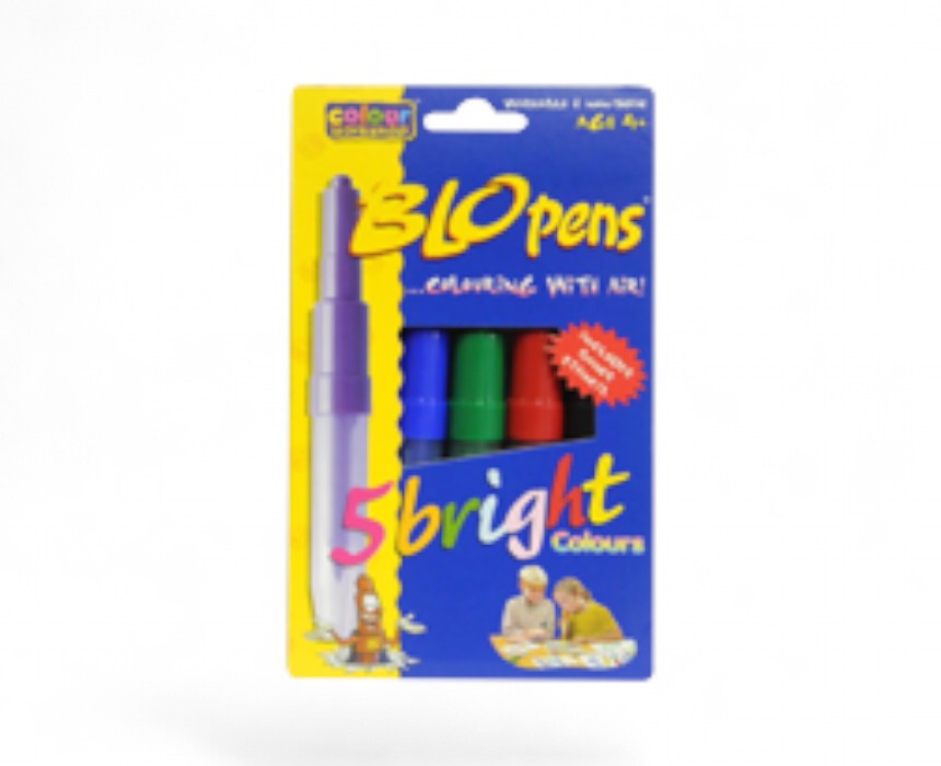 Blowing Pens Set with Stencil Bright Pack of 5