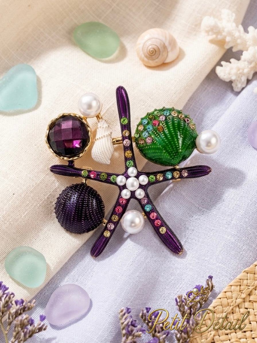 Pearl Starfish Shell Brooch Petit Détail Lebanon