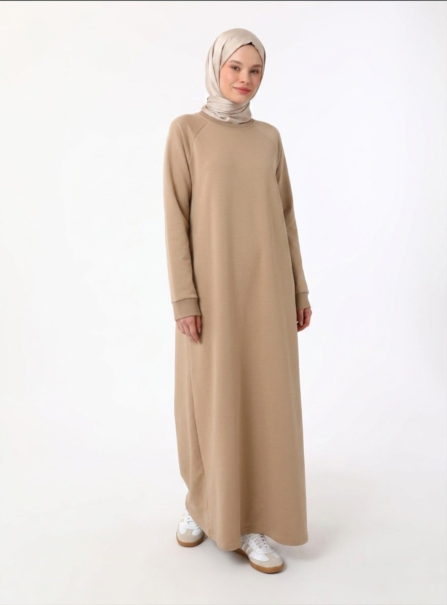 Beige crewneck sweatshirt Dress