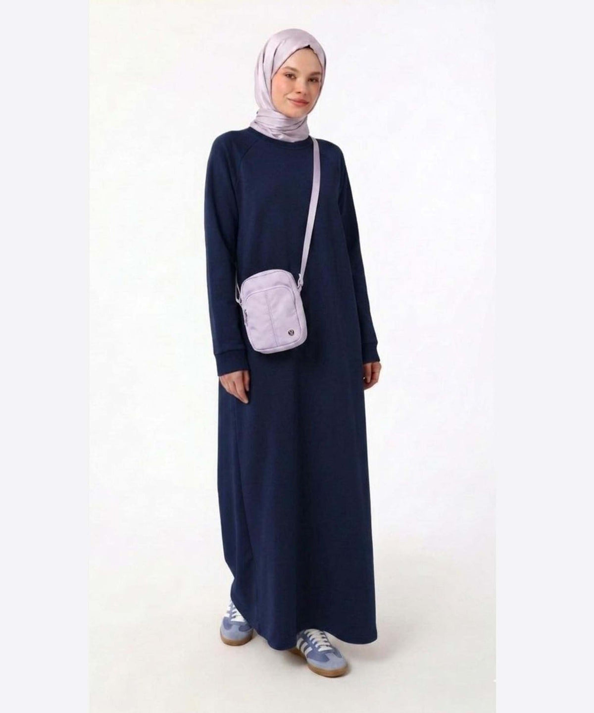 Navy-blue Crewneck Sweatshirt Dress