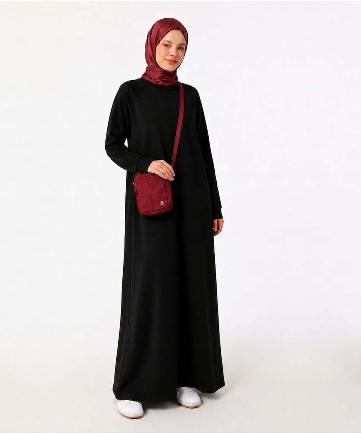 Plus Size Black Crewneck Sweatshirt Dress
