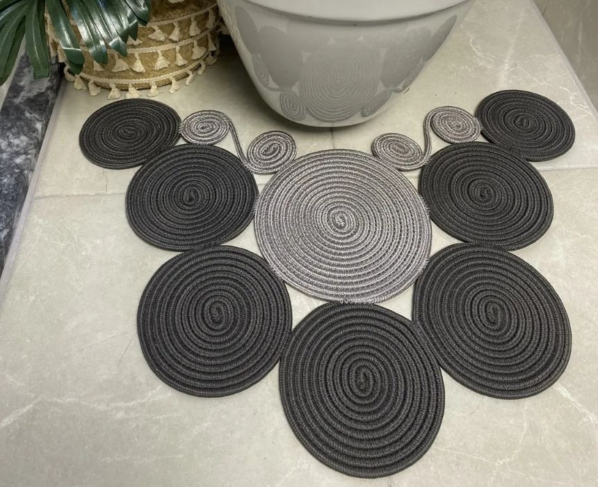 Toilet Mat in Light and Dark Grey