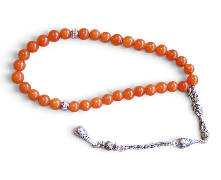 Orange Jade 33-Bead Rosary
