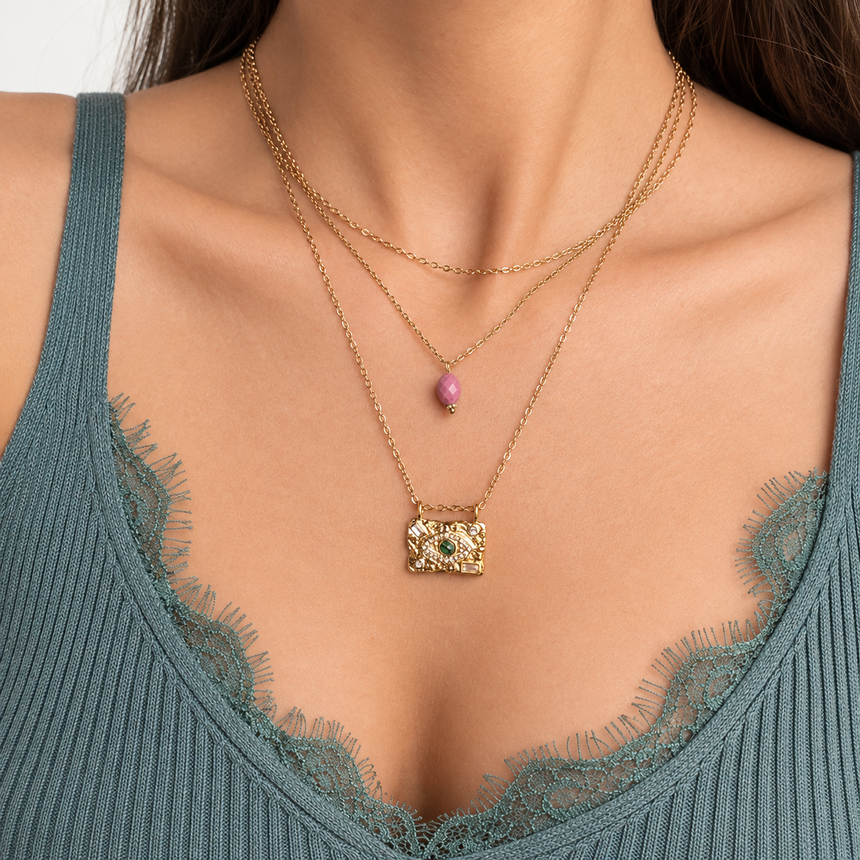 Green Egyptian Eye Necklace