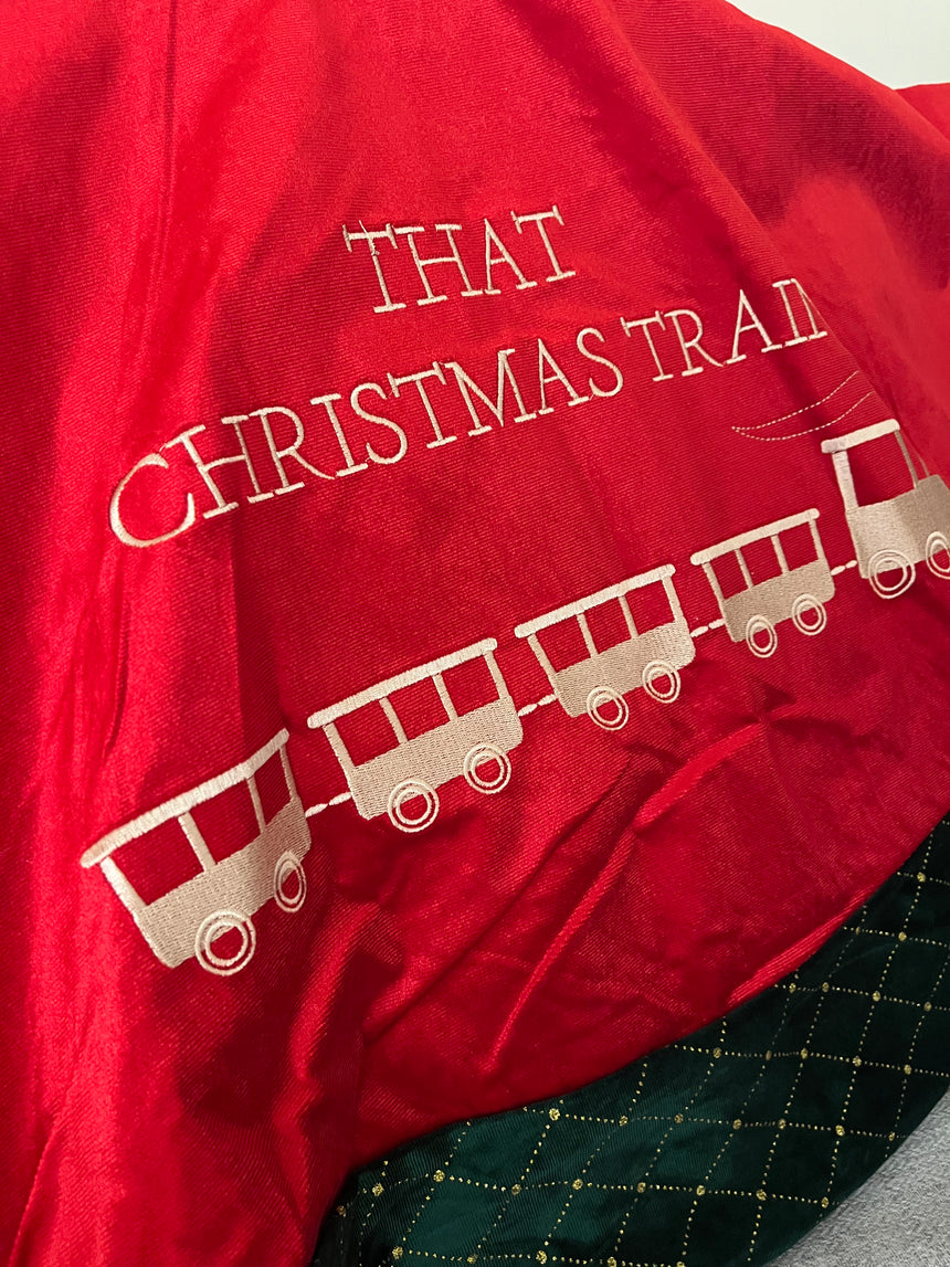 Christmas Tree Skirt Velvet Santa And Train