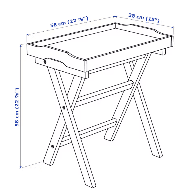IKEA Tray Table 58x38x58 cm White