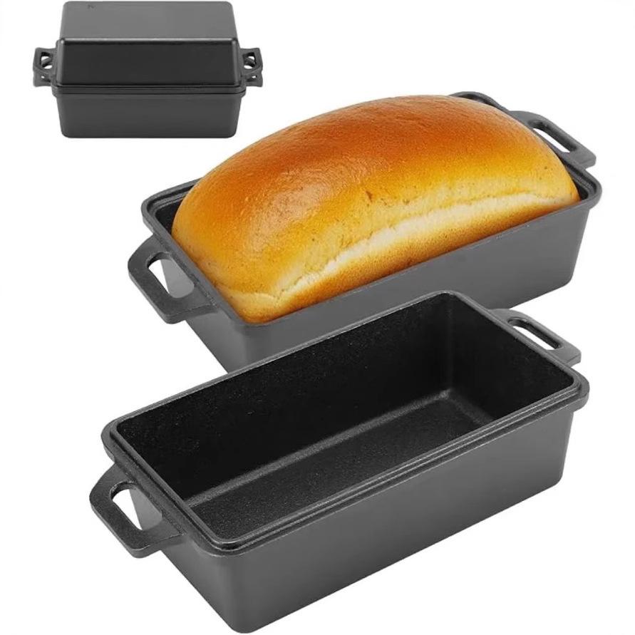 Rectangular cast iron pan with cover 23x11x6 cm + 6 cm