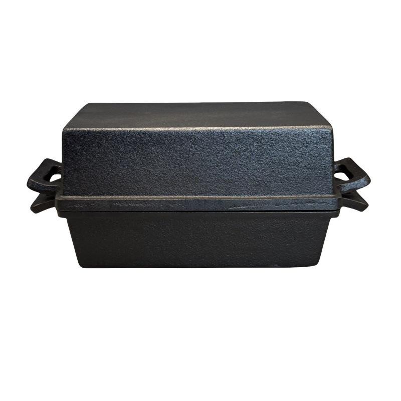 Rectangular cast iron pan with cover 23x11x6 cm + 6 cm