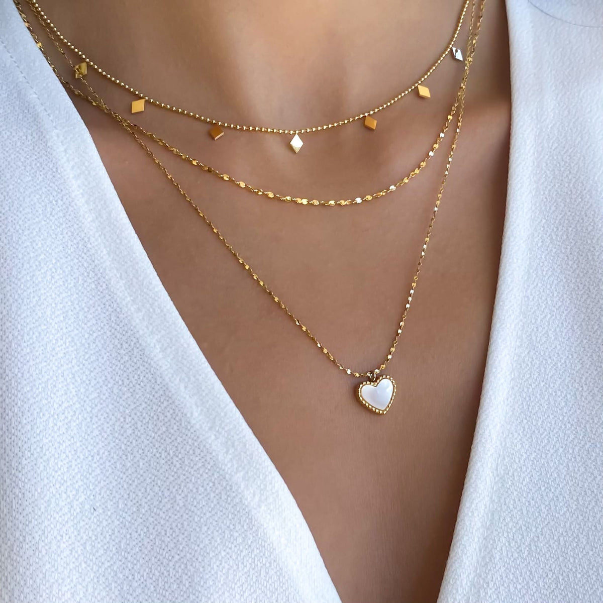 The Double Layer Lozenge Shapes Necklace