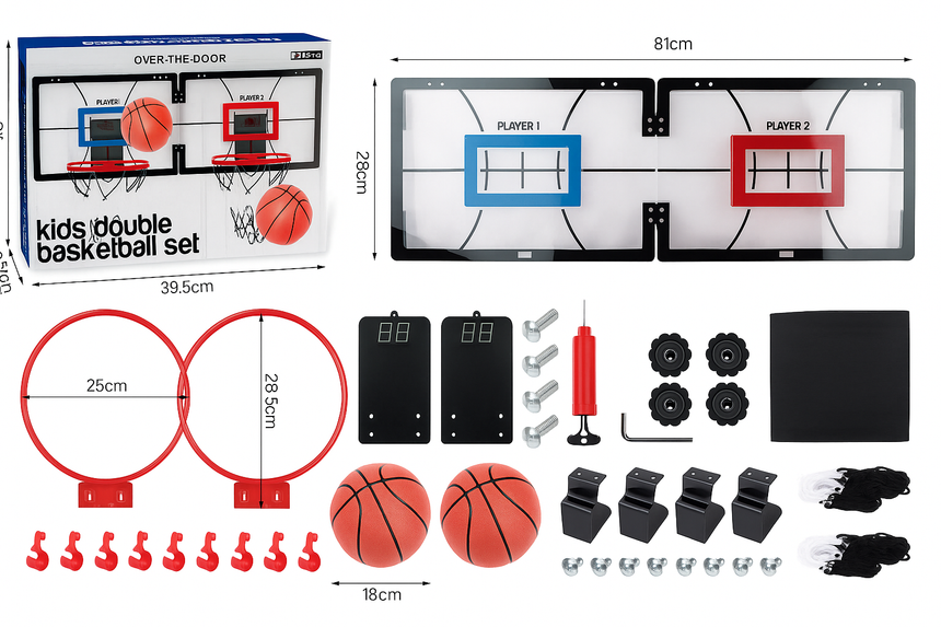 Double basketball for children and indoor use