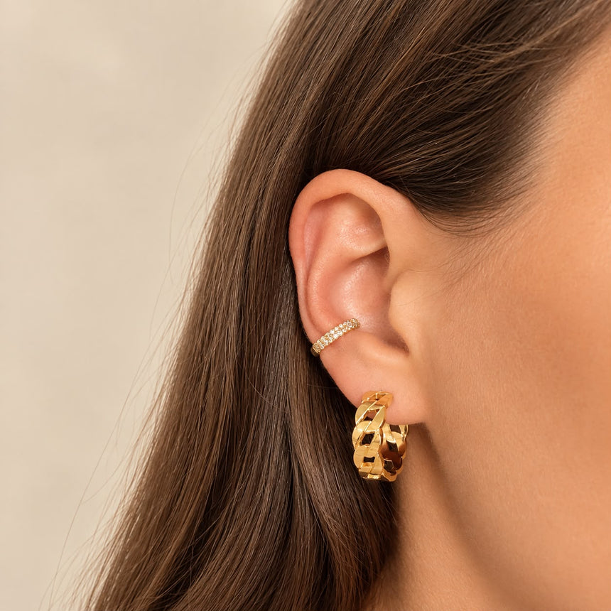 Skyline Thin 2 Sided Ear Cuff Gold - 1 Piece