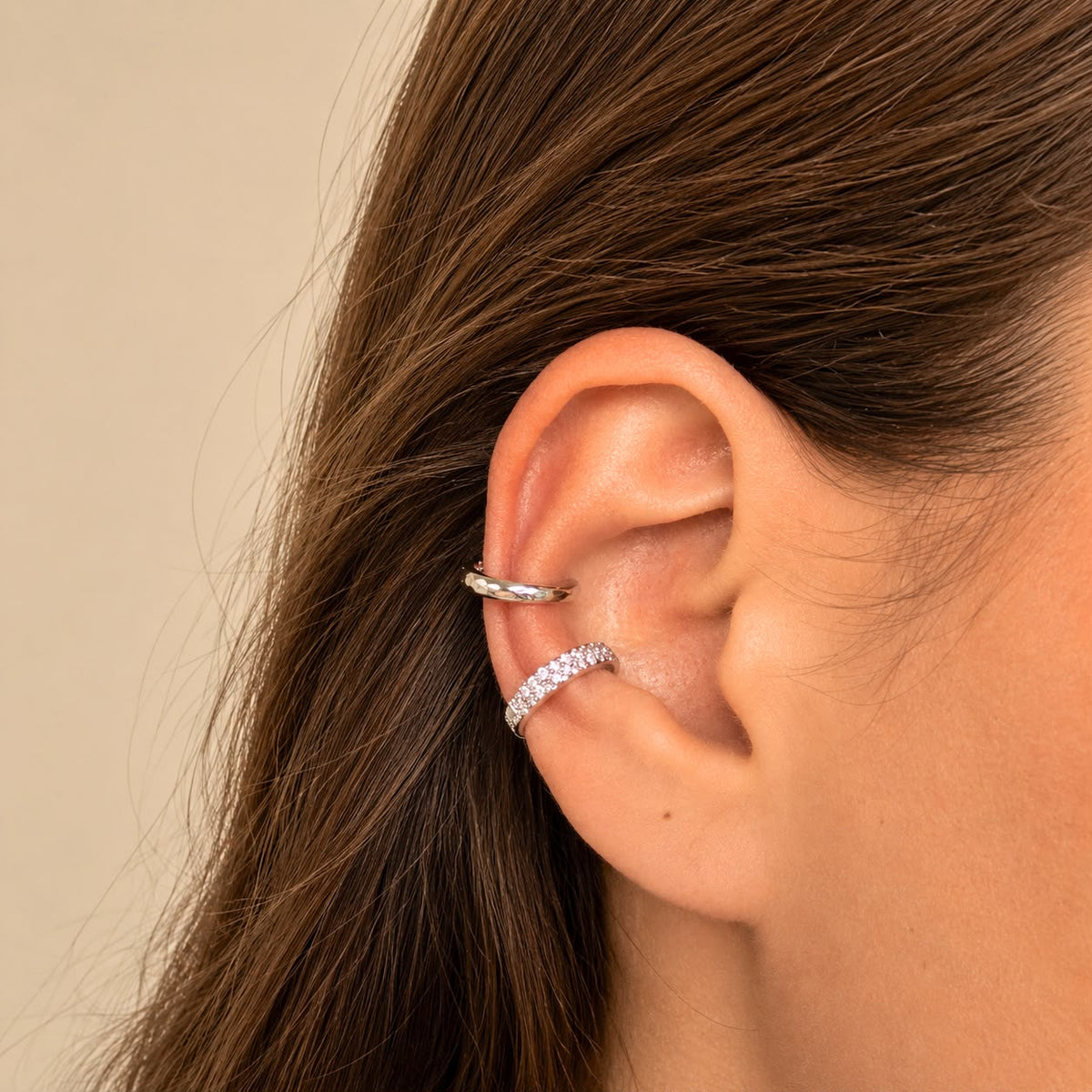 Skyline Thin 2 Sided Ear Cuff Silver - 1 Piece