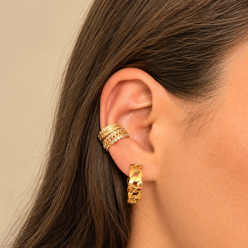 Twin Star 2 Sided Ear Cuff Gold - 1 Piece