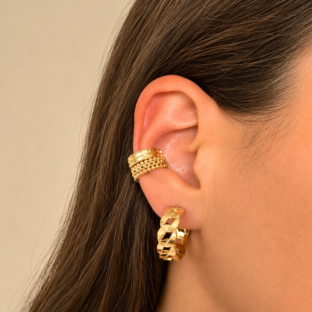 Nova 2 Sided Ear Cuff Gold - 1 Piece