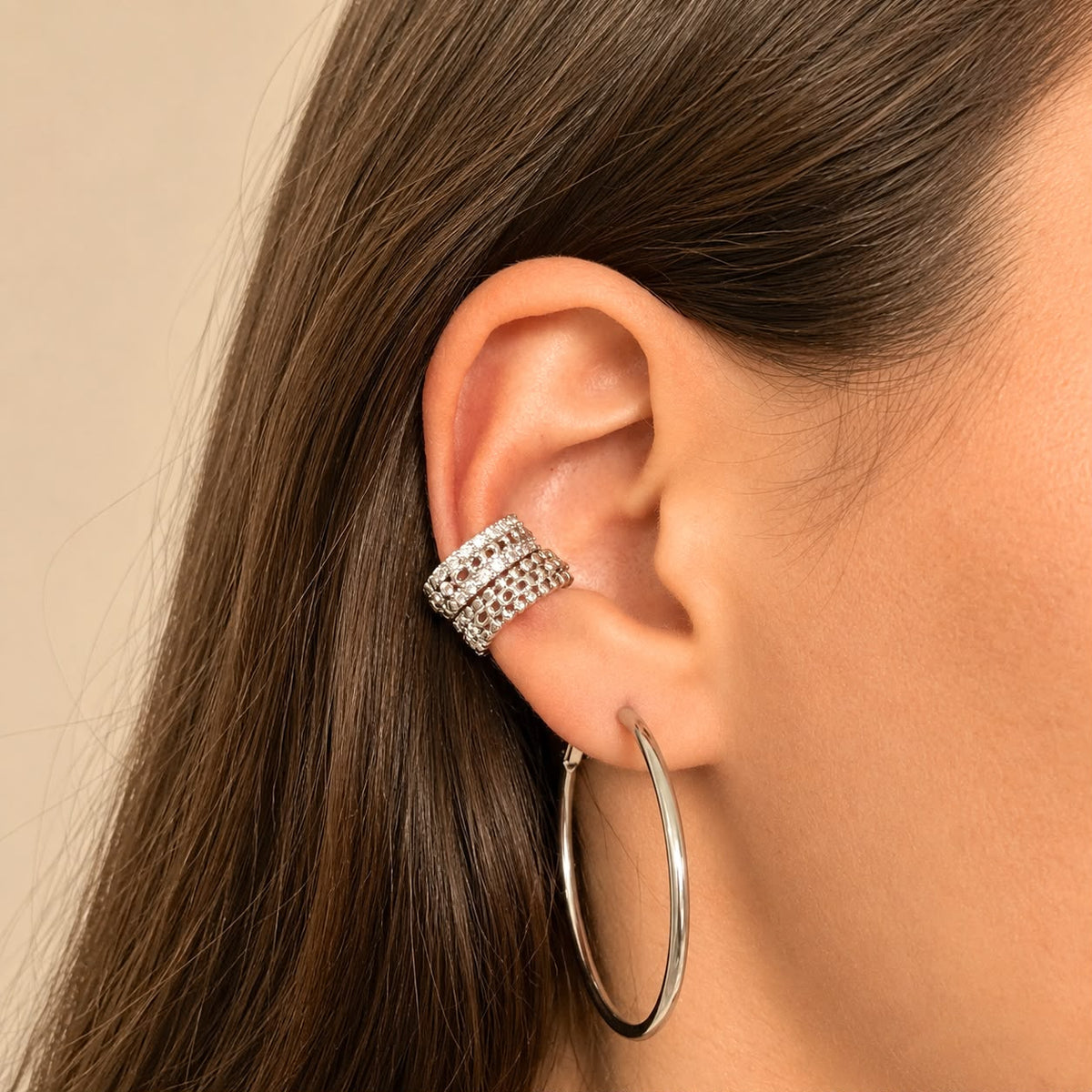 Nova 2 Sided Ear Cuff Silver - 1 Piece