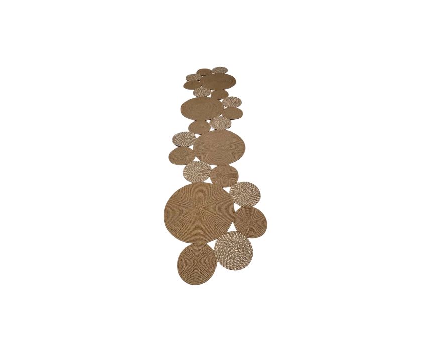 Two Tone Beige Circles Jute Carpet