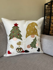 Christmas Gnomes White Cushion Cover 45x45cm