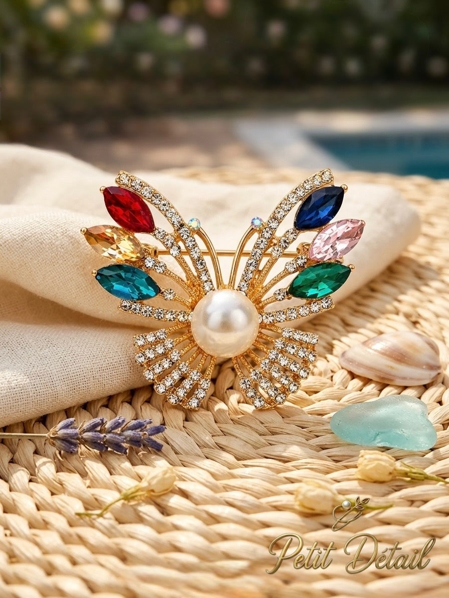 Pearl Crystal Bow Brooch Petit Détail Lebanon