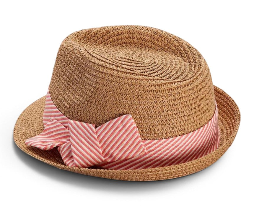 Pink Bow Straw Hat for Kids