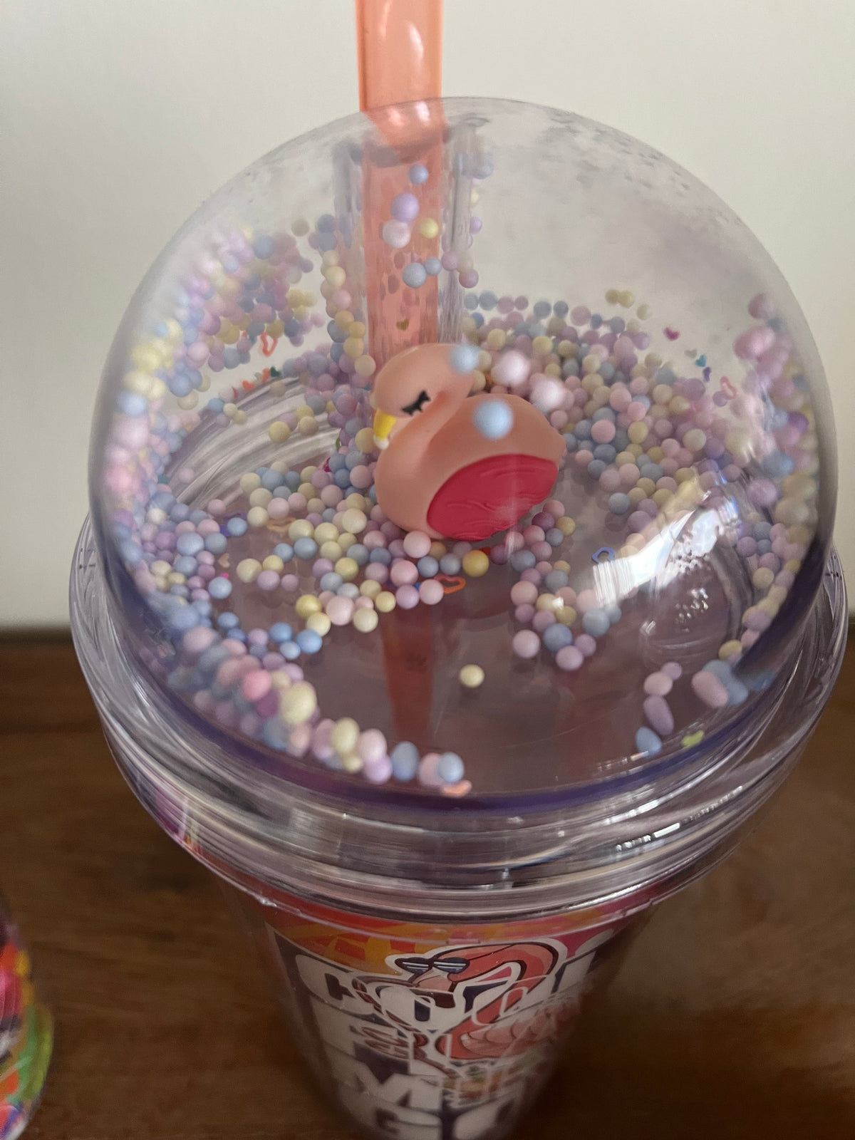 3D double wall plastic straw cup 650ml