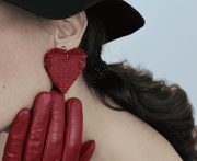 Tweed Heart Earrings