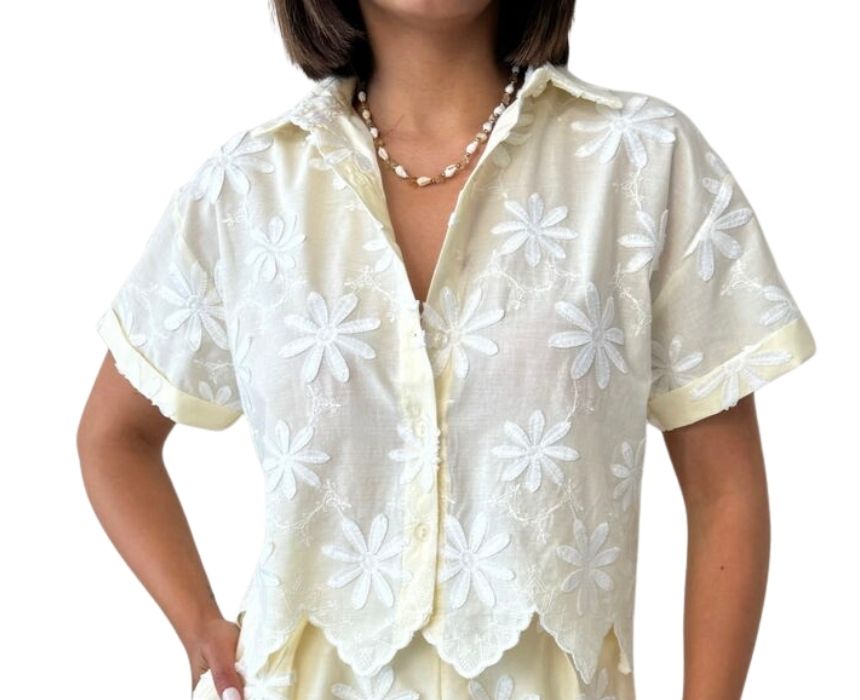 Ecru Boho Floral Shirt