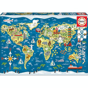 Educa - World Map, Sean Sims, 200 Piece Children's Puzzle by Educa