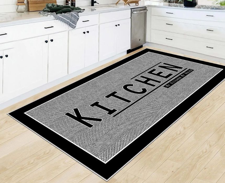 Rectangle Kitchen Carpet in Grey
