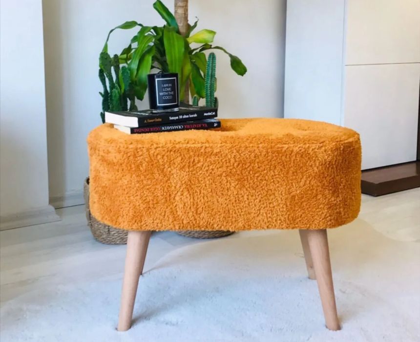 Oval Pouf in Orange