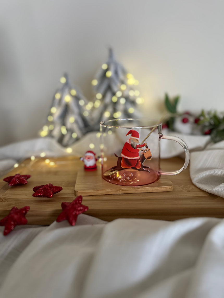 Christmas Glass Mug and Coaster Set