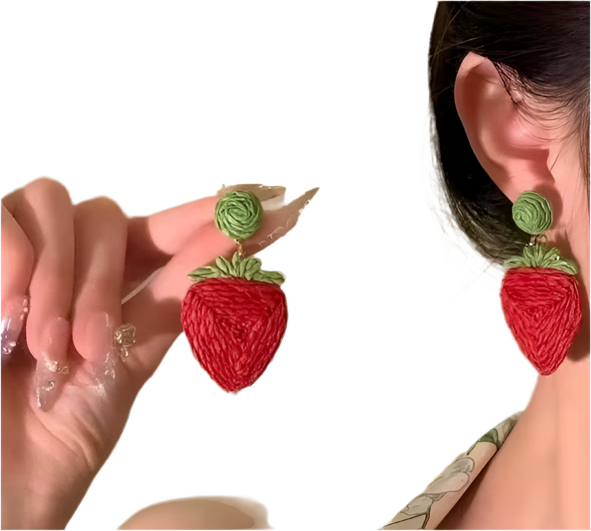 Women Strawberry Blue Starfish Earrings