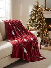 Christmas Gnome Burgundy Blanket 150x200cm