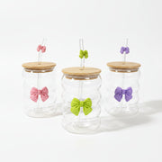 Colorful Bow Glass Straw Cup