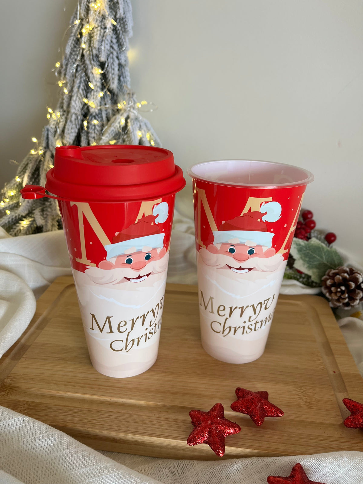 Christmas Plastic Cup With Cover