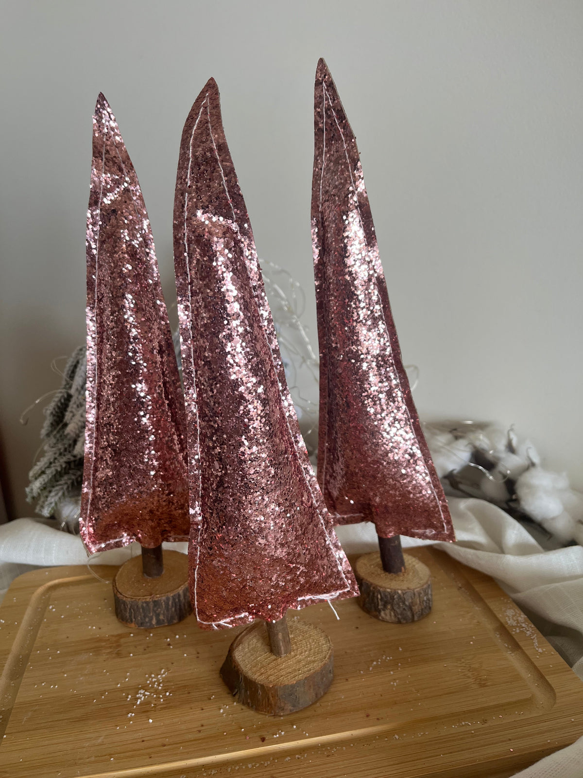 Christmas Shiny Decorative Tree With Wooden Stand