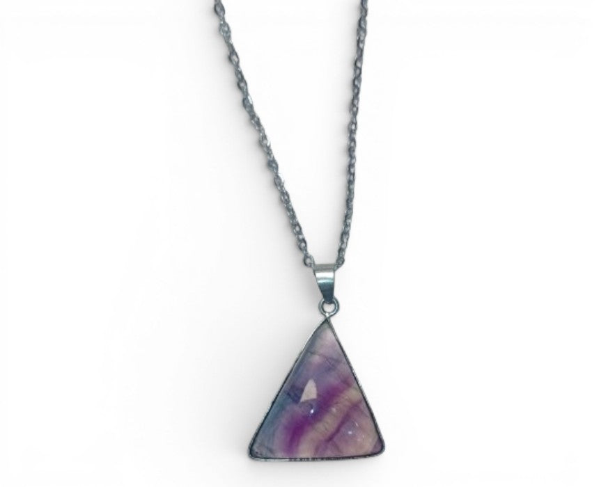 Framed Fluorite Stainless Steel Necklace