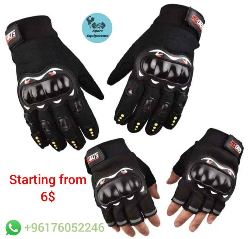 Full fingers Black gloves with protective padding