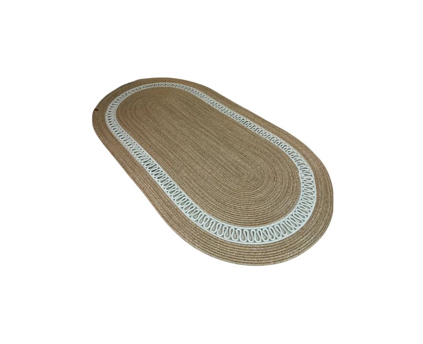 Beige Oval Jute Carpet