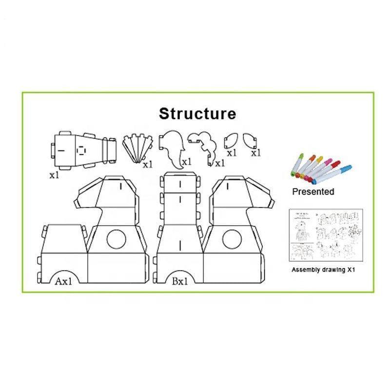 3D Wearable Cardboard Doodle Unicorn Coloring Set