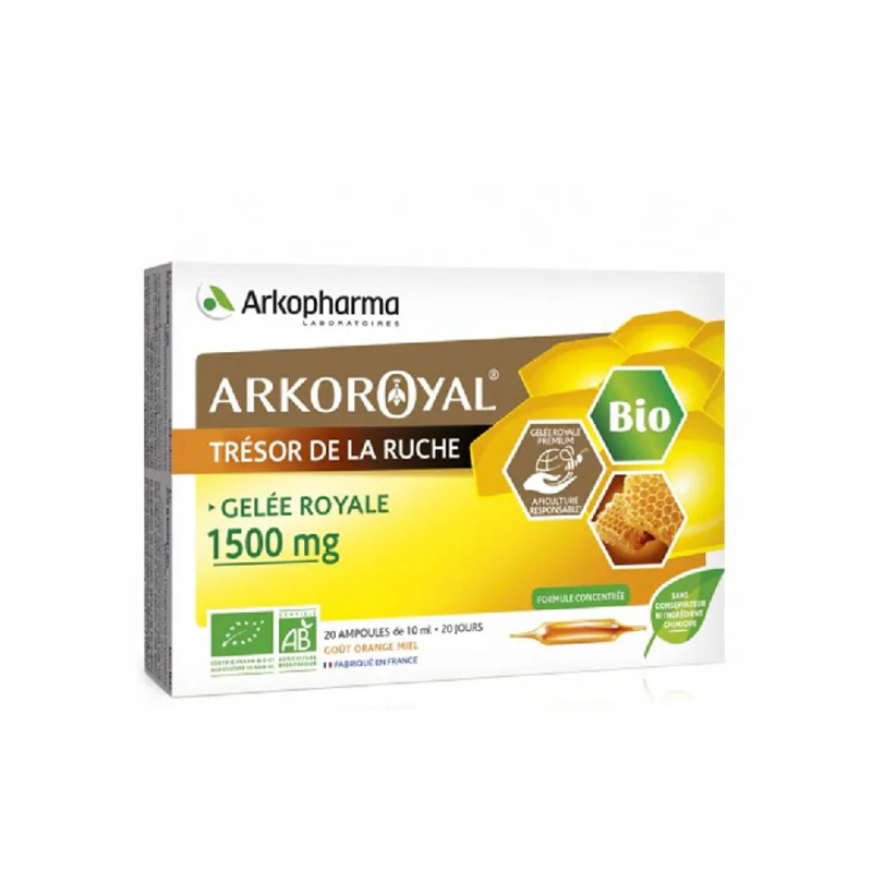 Arkoroyal Organic Royal Jelly 1500mg 20 Ampoules