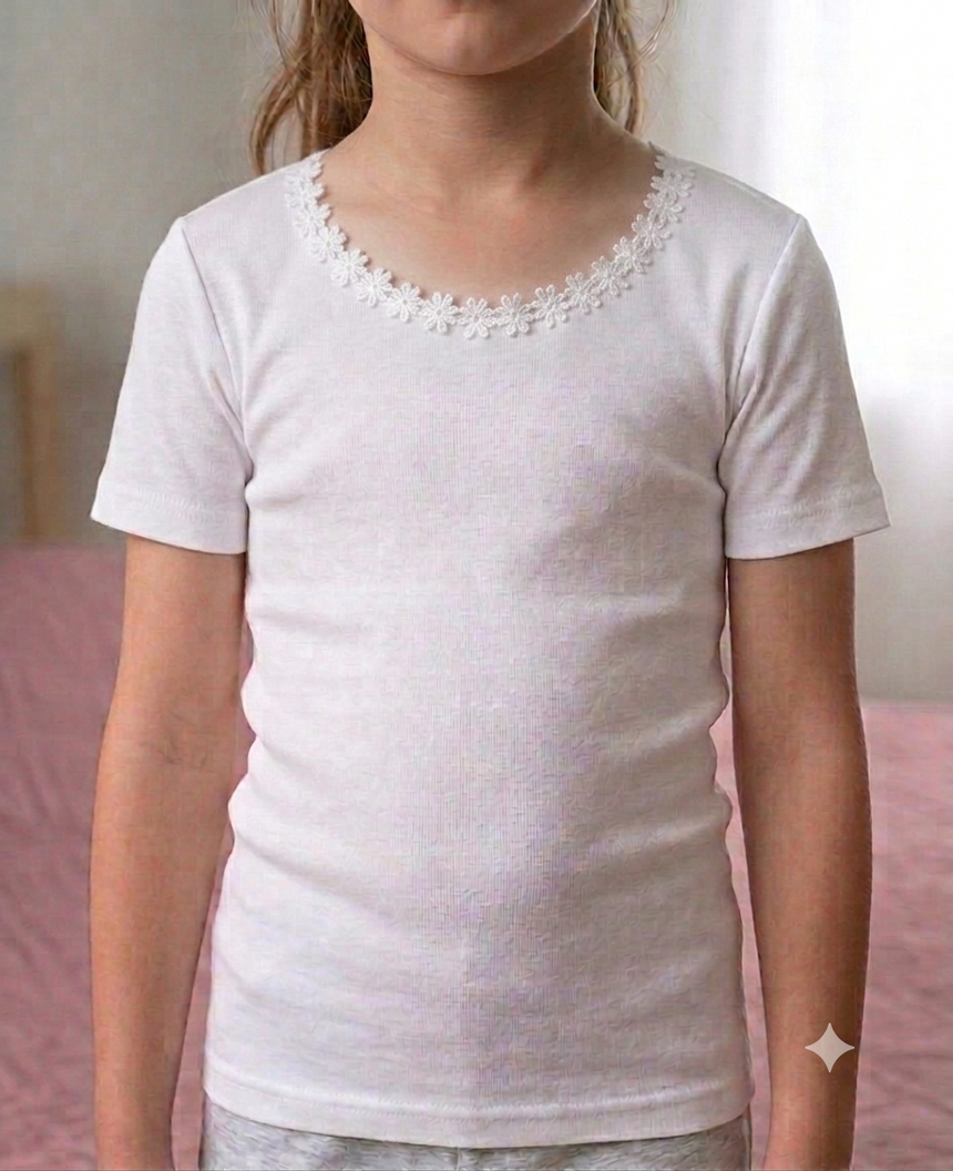 Girls' Half-Sleeve Flannel Undershirt