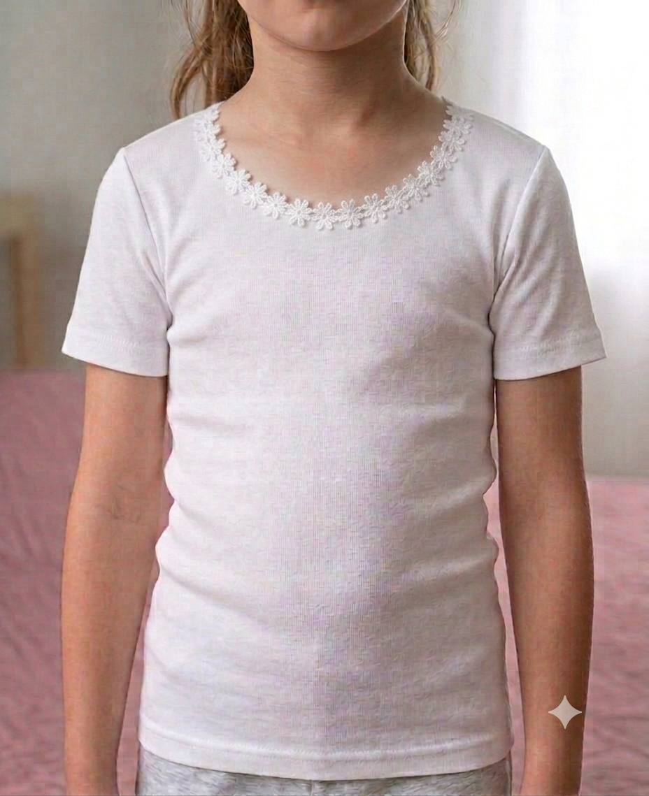 Girls' Half-Sleeve Flannel Undershirt
