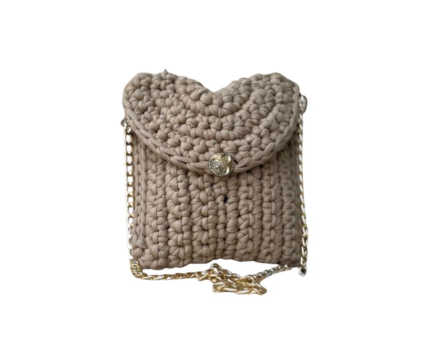 Golden Charm Crochet Bag Taupe