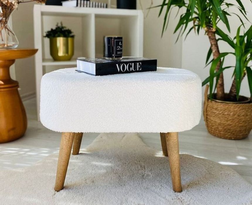 Oval Pouf in White