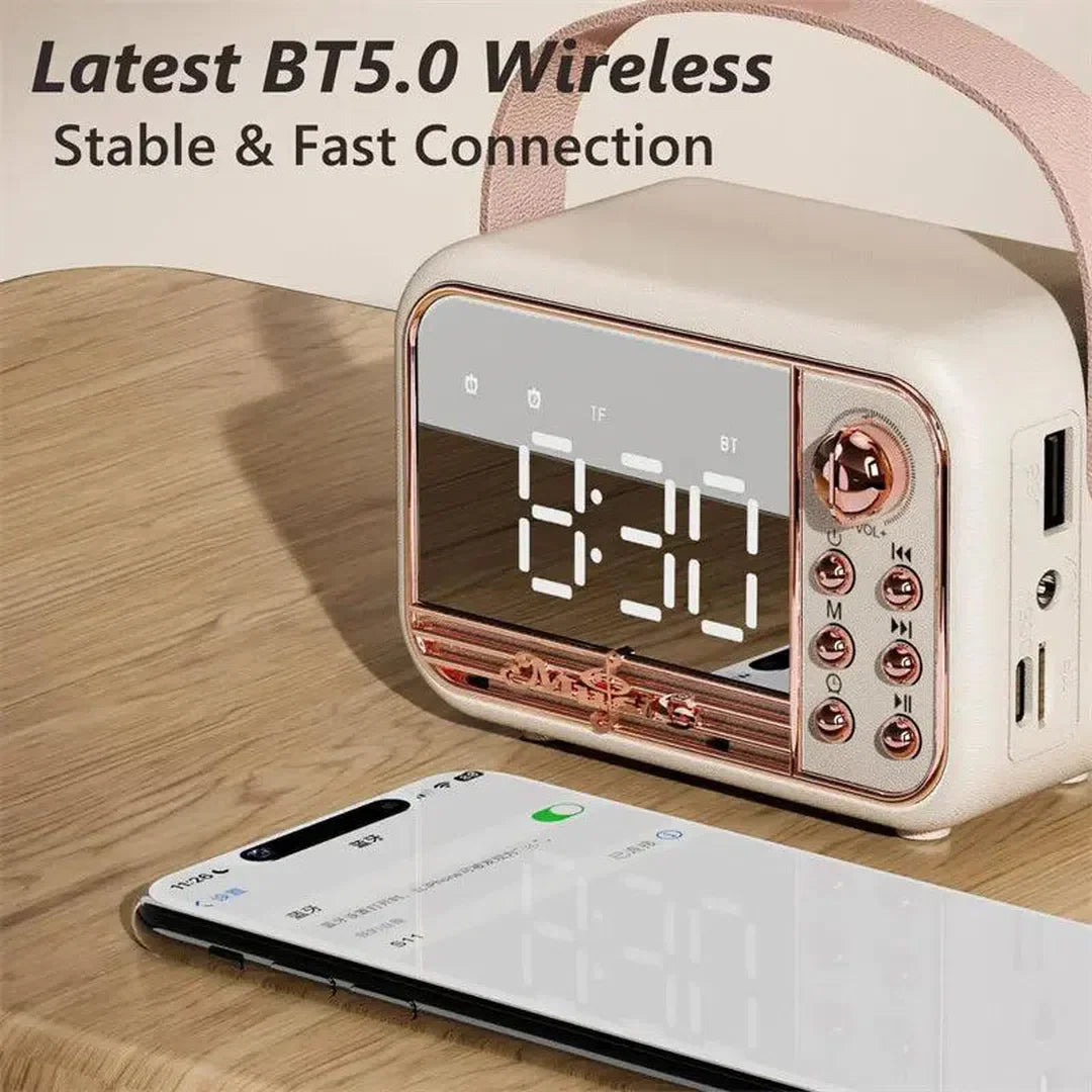 Portable mini Retro Speaker Alarm Clock